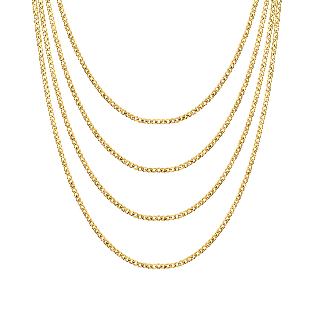 Men's 3mm 18k Gold Plated Steel 18-24 Inch Cuban Curb Chain Necklace