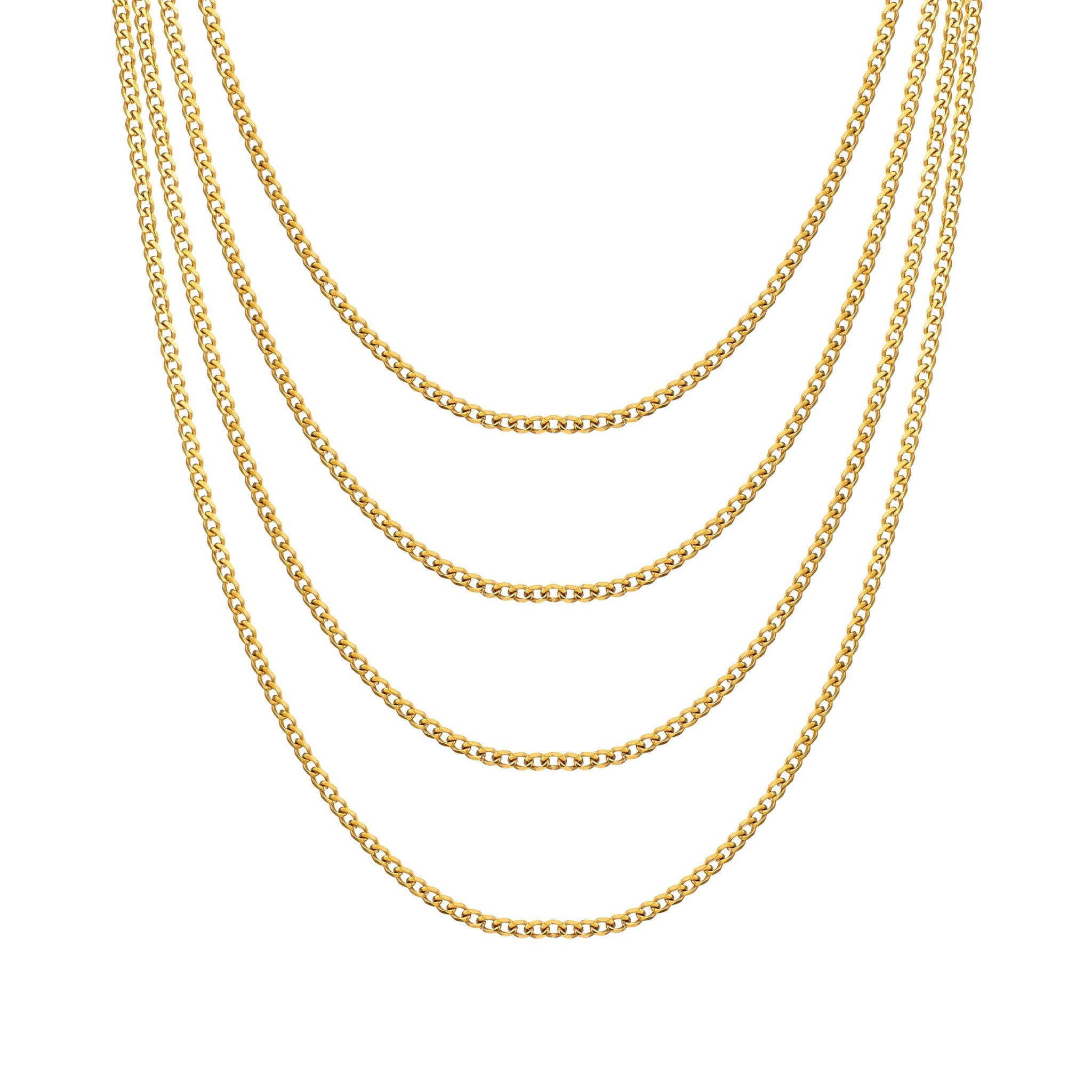 Men's 3mm 18k Gold Plated Steel 18-24 Inch Cuban Curb Chain Necklace