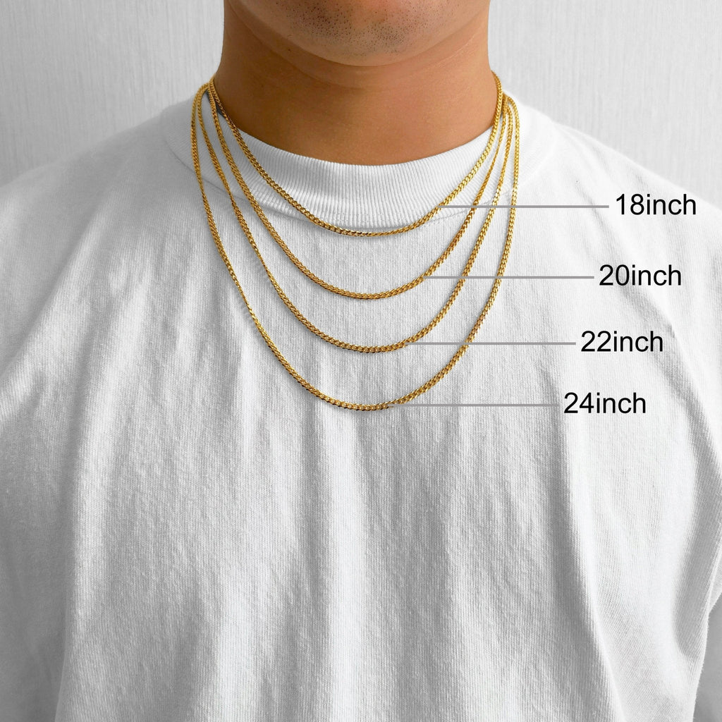 Men's 3mm 18k Gold Plated Steel 18-24 Inch Cuban Curb Chain Necklace