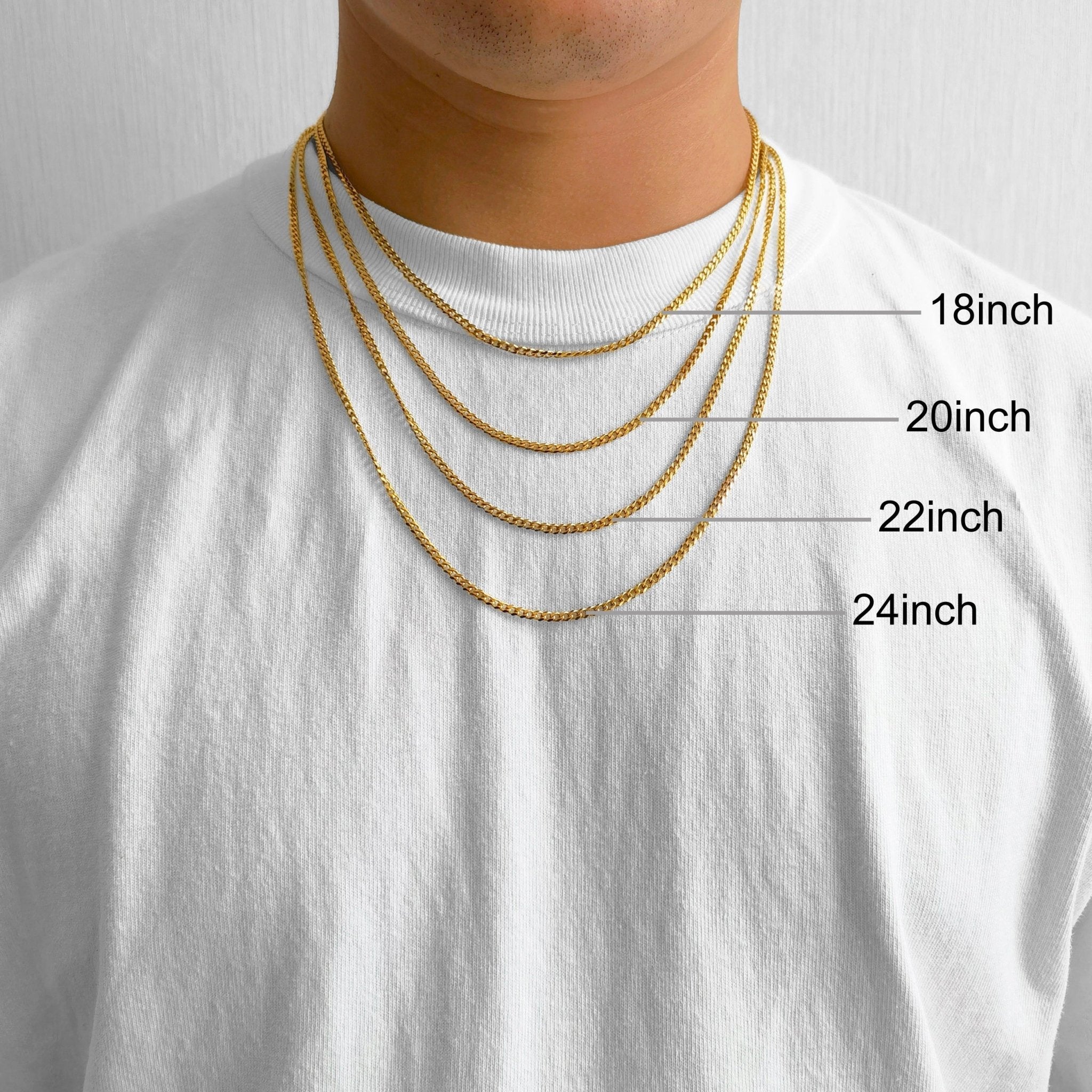 Men's 3mm 18k Gold Plated Steel 18-24 Inch Cuban Curb Chain Necklace