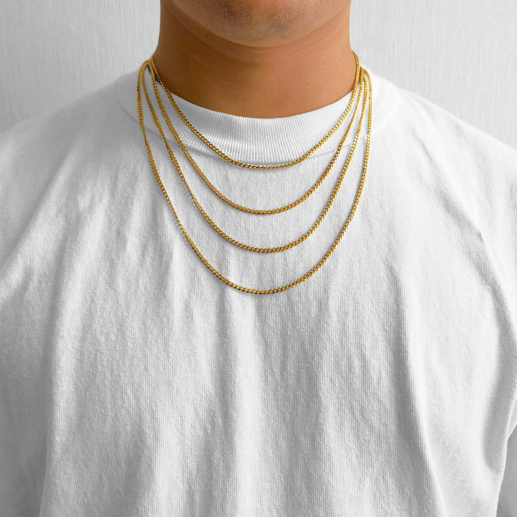 Men's 3mm 18k Gold Plated Steel 18-24 Inch Cuban Curb Chain Necklace