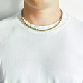 Men's 5mm 18k Gold Plated Steel 18-24 Inch Round Rope Wheat Chain Necklace