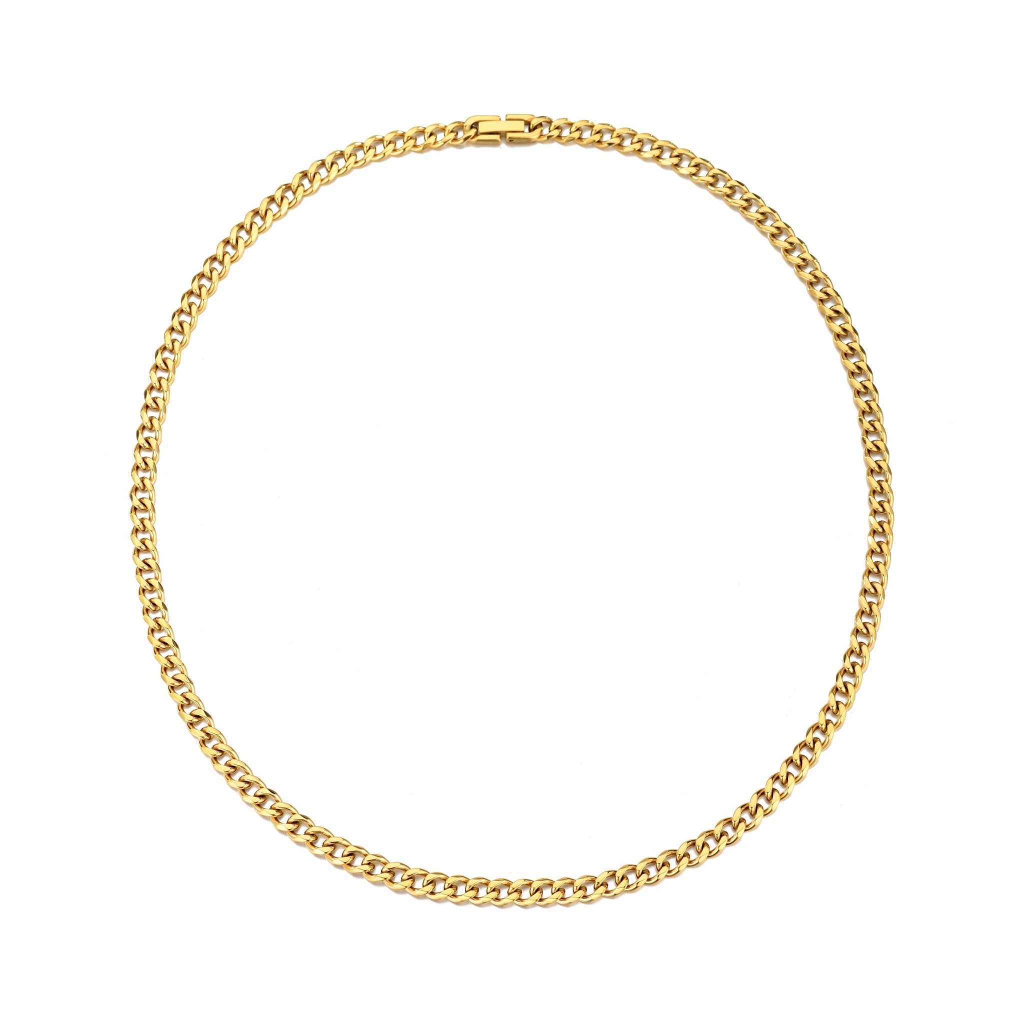 Men's 6mm 18k Gold Plated Steel 18-24 Inch Cuban Curb Chain Necklace