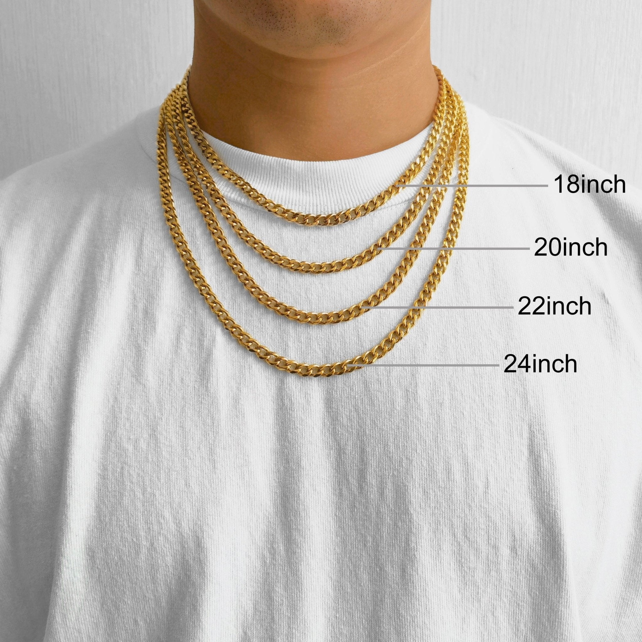 Men's 6mm 18k Gold Plated Steel 18-24 Inch Cuban Curb Chain Necklace
