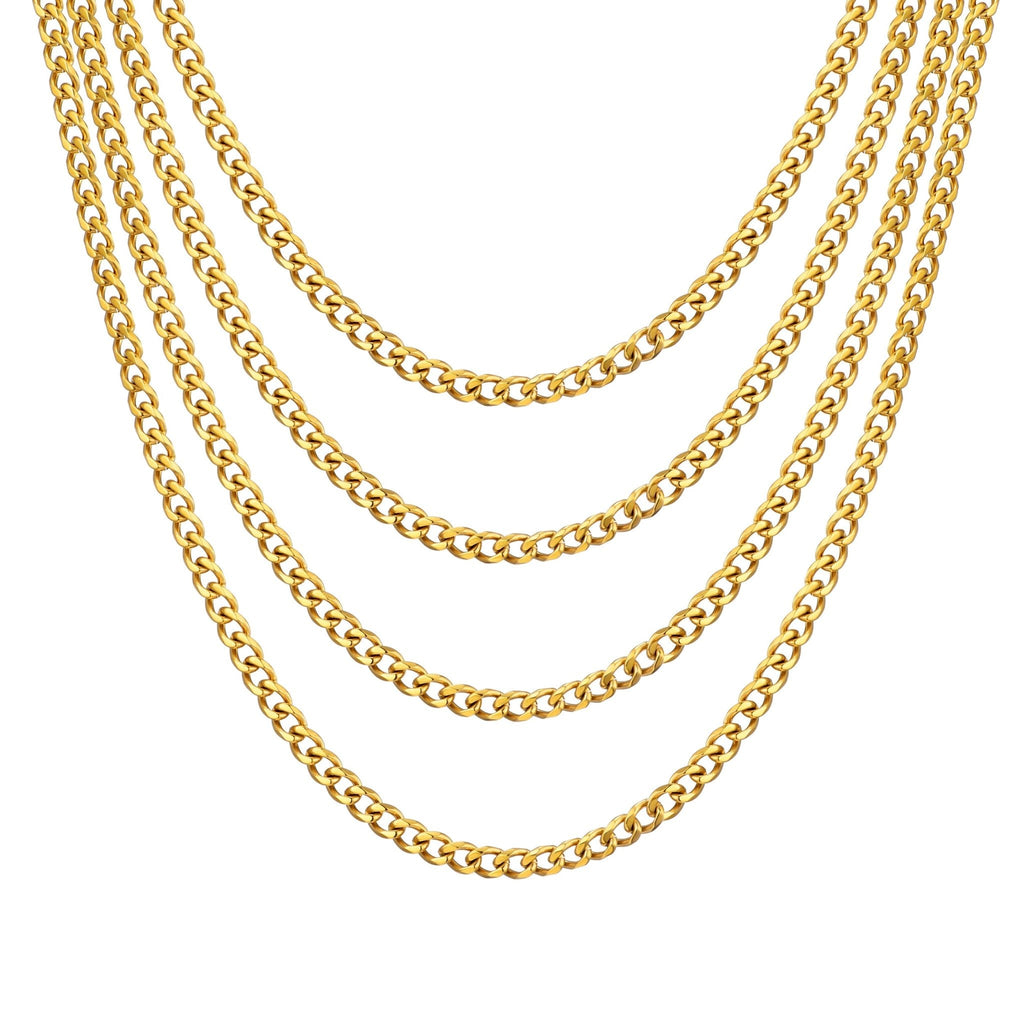 Men's 6mm 18k Gold Plated Steel 18-24 Inch Cuban Curb Chain Necklace