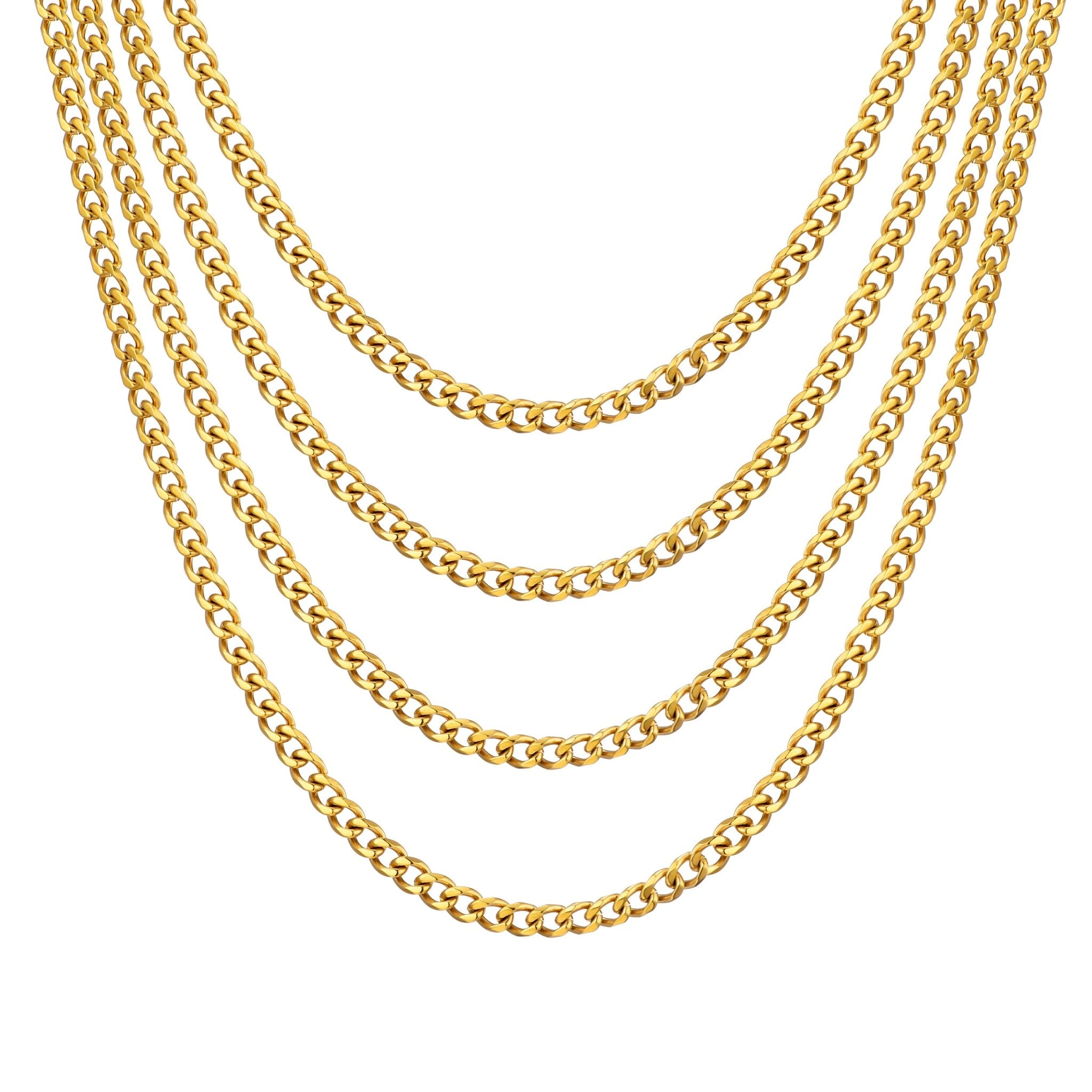Men's 6mm 18k Gold Plated Steel 18-24 Inch Cuban Curb Chain Necklace