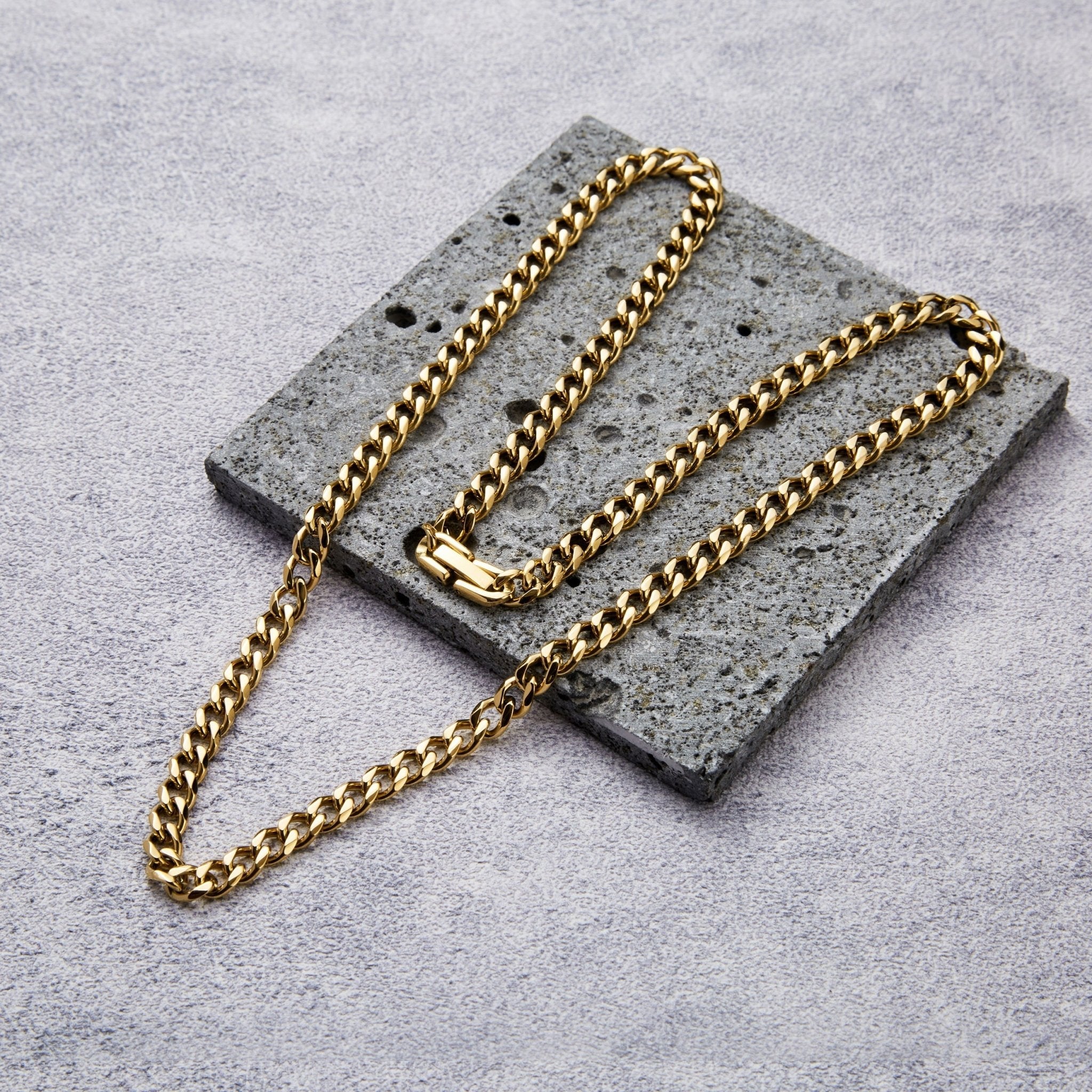 Men's 6mm 18k Gold Plated Steel 18-24 Inch Cuban Curb Chain Necklace