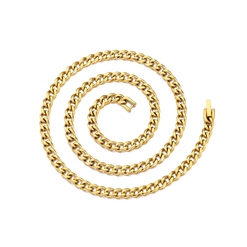 Men's 6mm 18k Gold Plated Steel 18-24 Inch Cuban Curb Chain Necklace