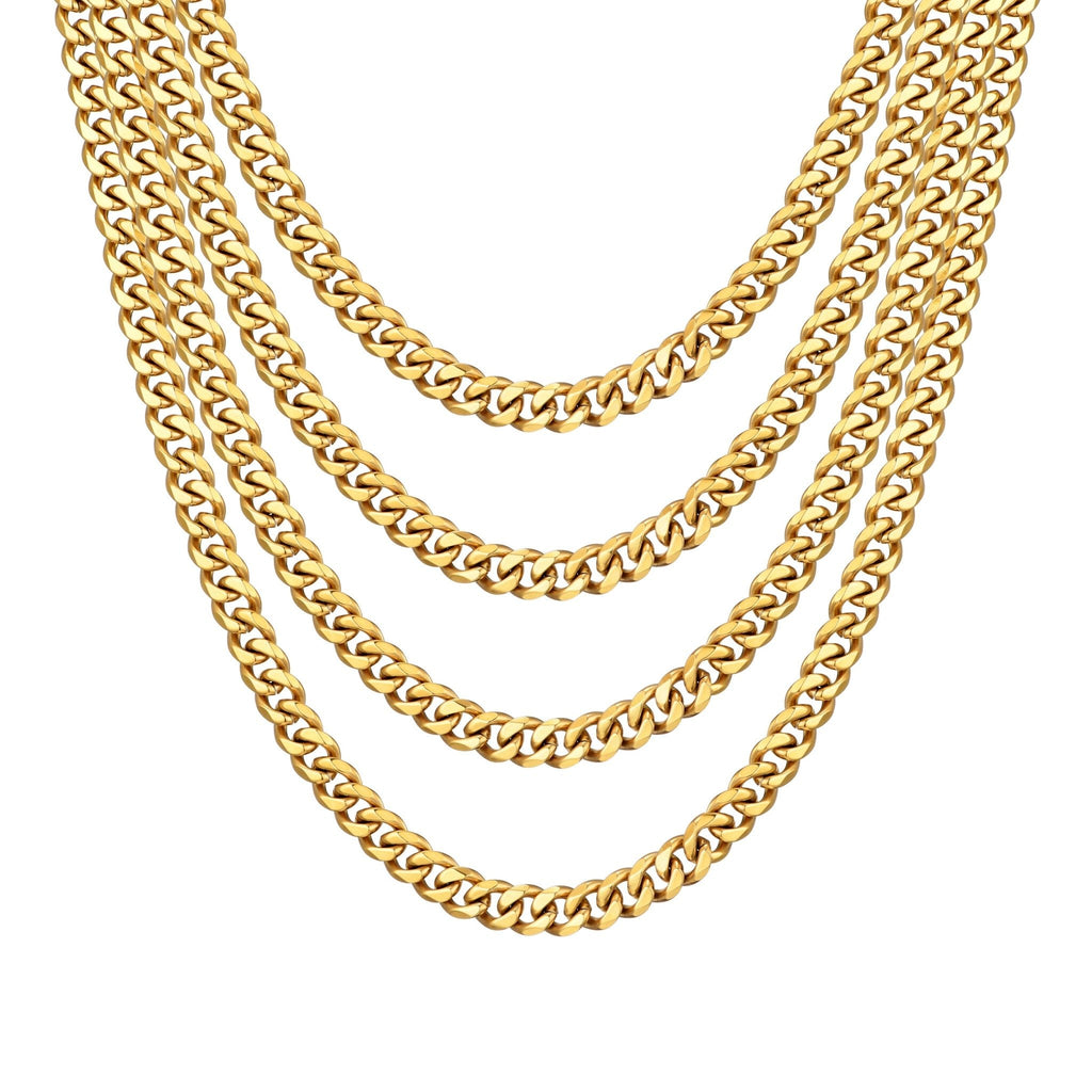 Men's 9mm 18k Gold Plated Steel 18-24 Inch Cuban Curb Chain Necklace