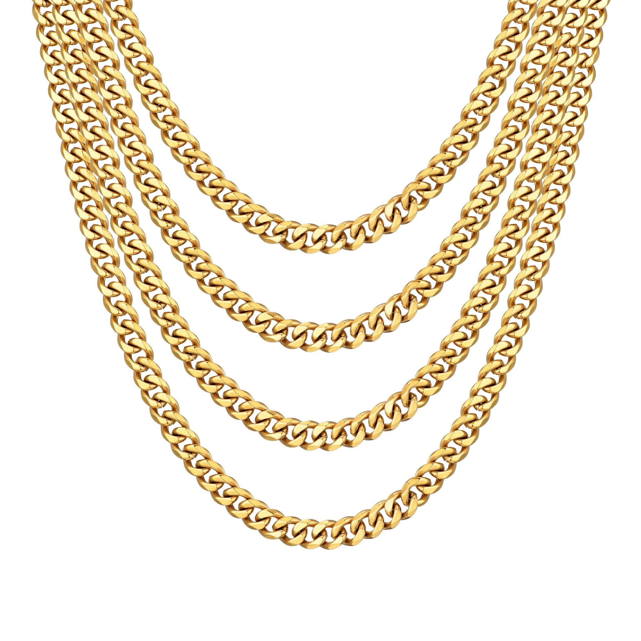 Men's 9mm 18k Gold Plated Steel 18-24 Inch Cuban Curb Chain Necklace
