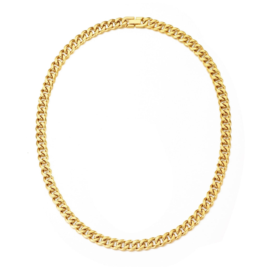Men's 9mm 18k Gold Plated Steel 18-24 Inch Cuban Curb Chain Necklace