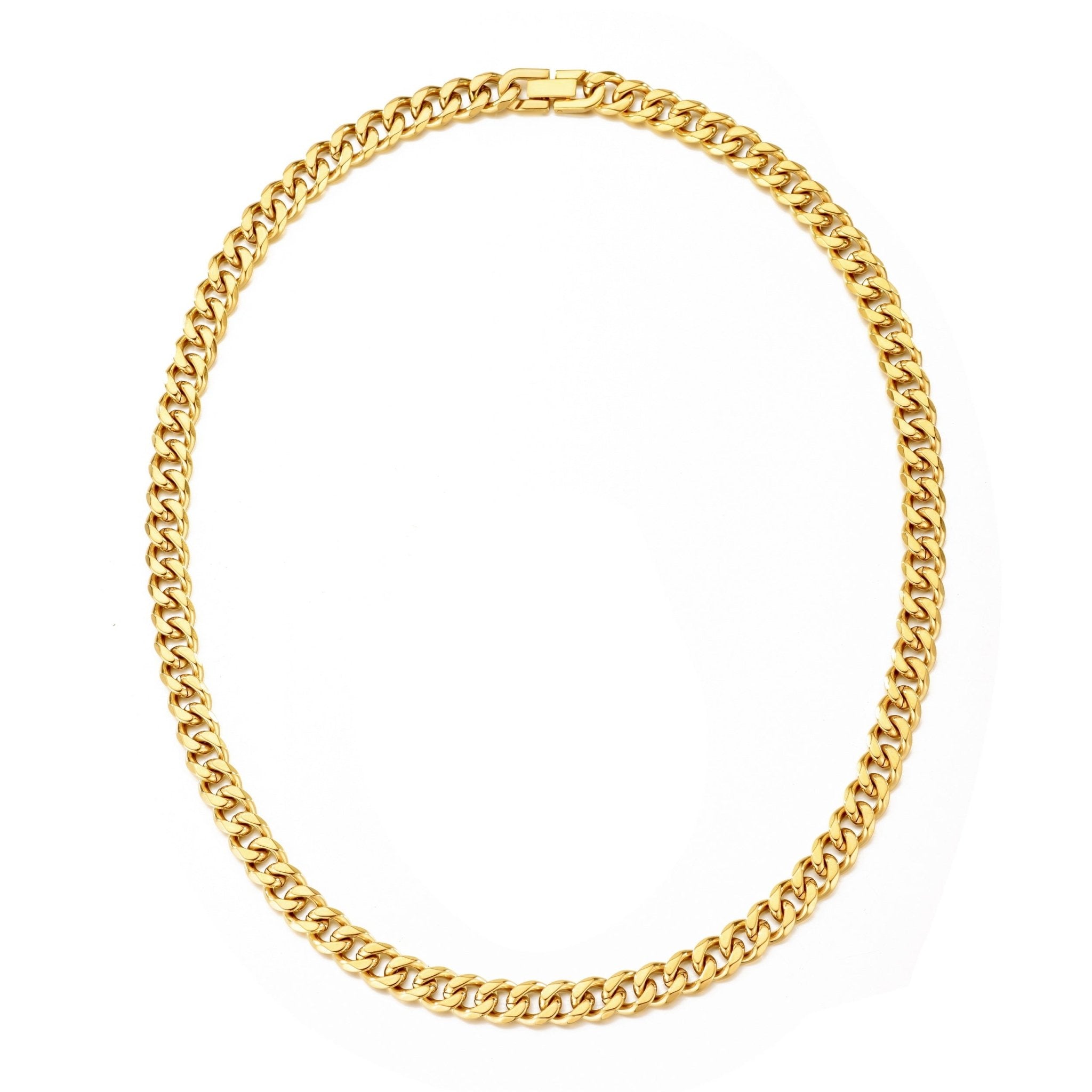 Men's 9mm 18k Gold Plated Steel 18-24 Inch Cuban Curb Chain Necklace