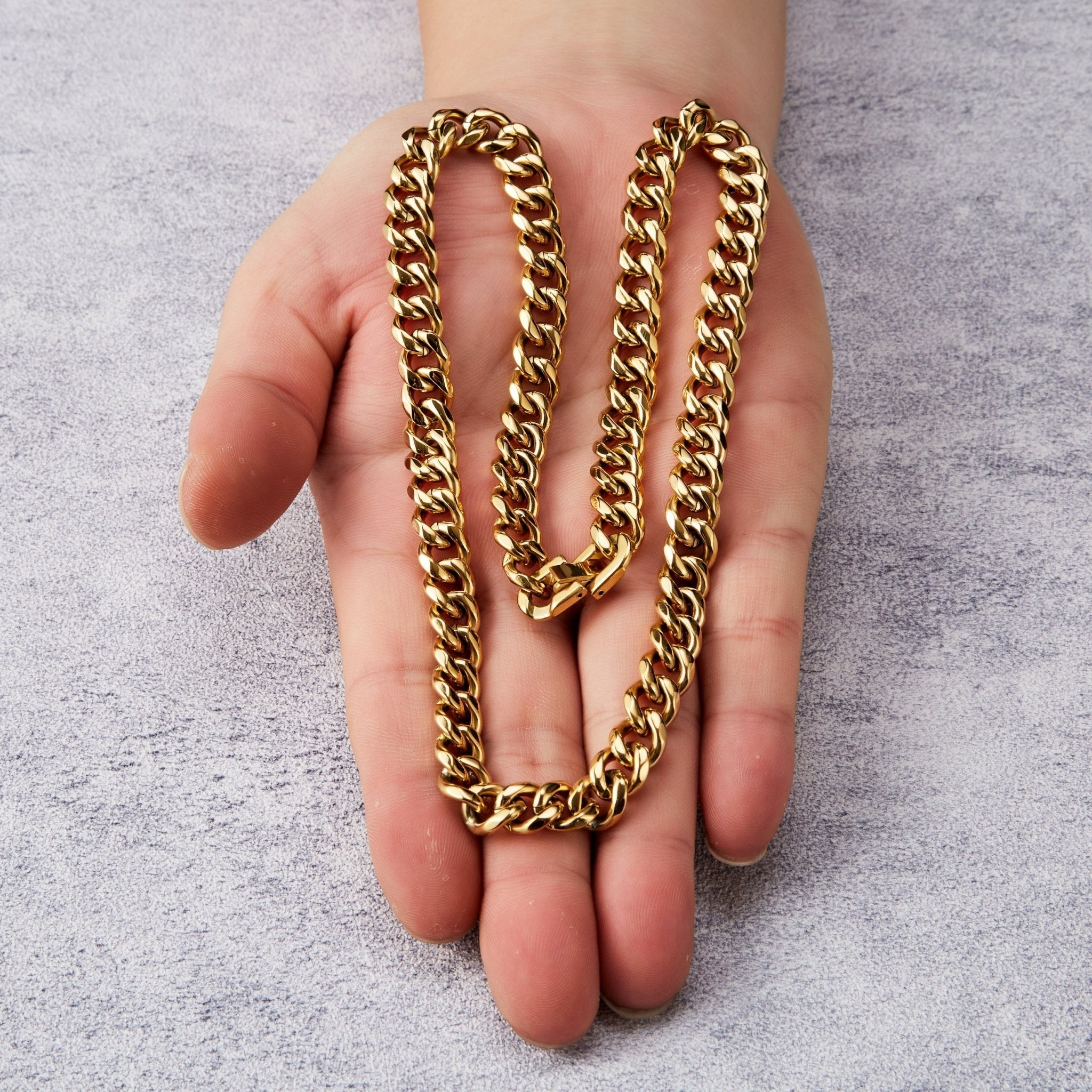 Men's 9mm 18k Gold Plated Steel 18-24 Inch Cuban Curb Chain Necklace