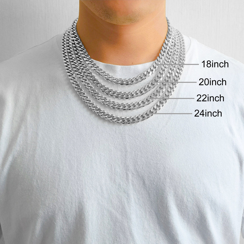 Men's 9mm Stainless Steel 18-24 Inch Cuban Curb Chain Necklace