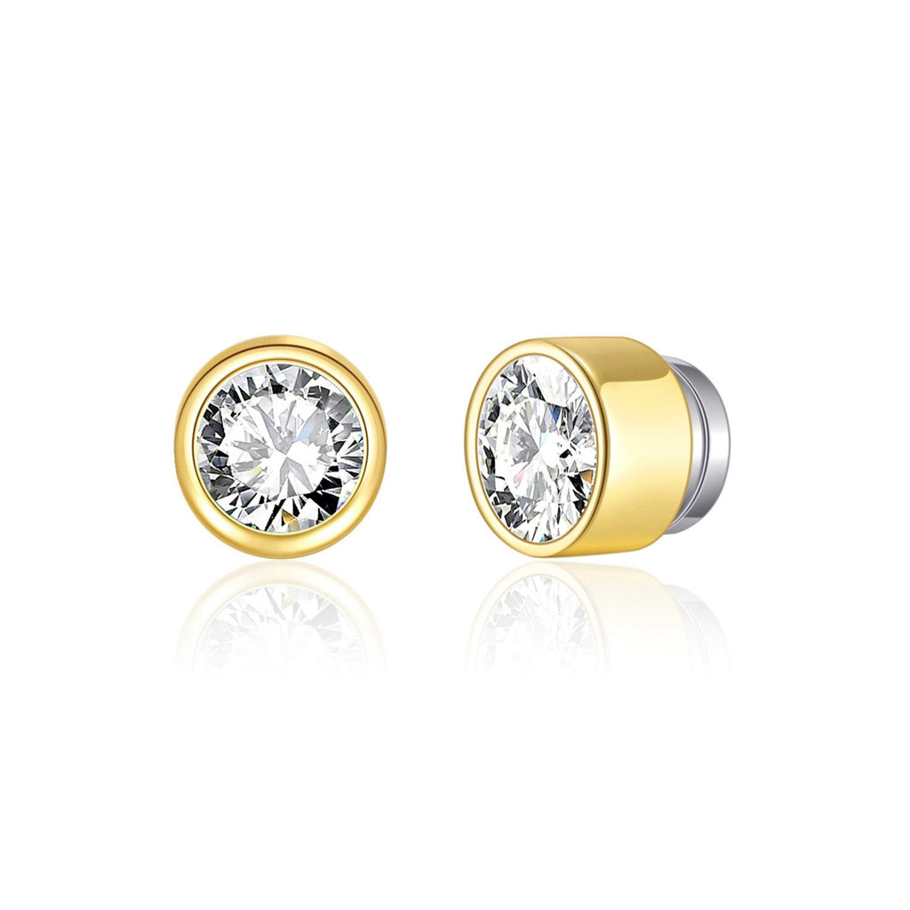 18k Gold Plated 6mm Magnetic Clip On Earrings Created with Zircondia® Crystals