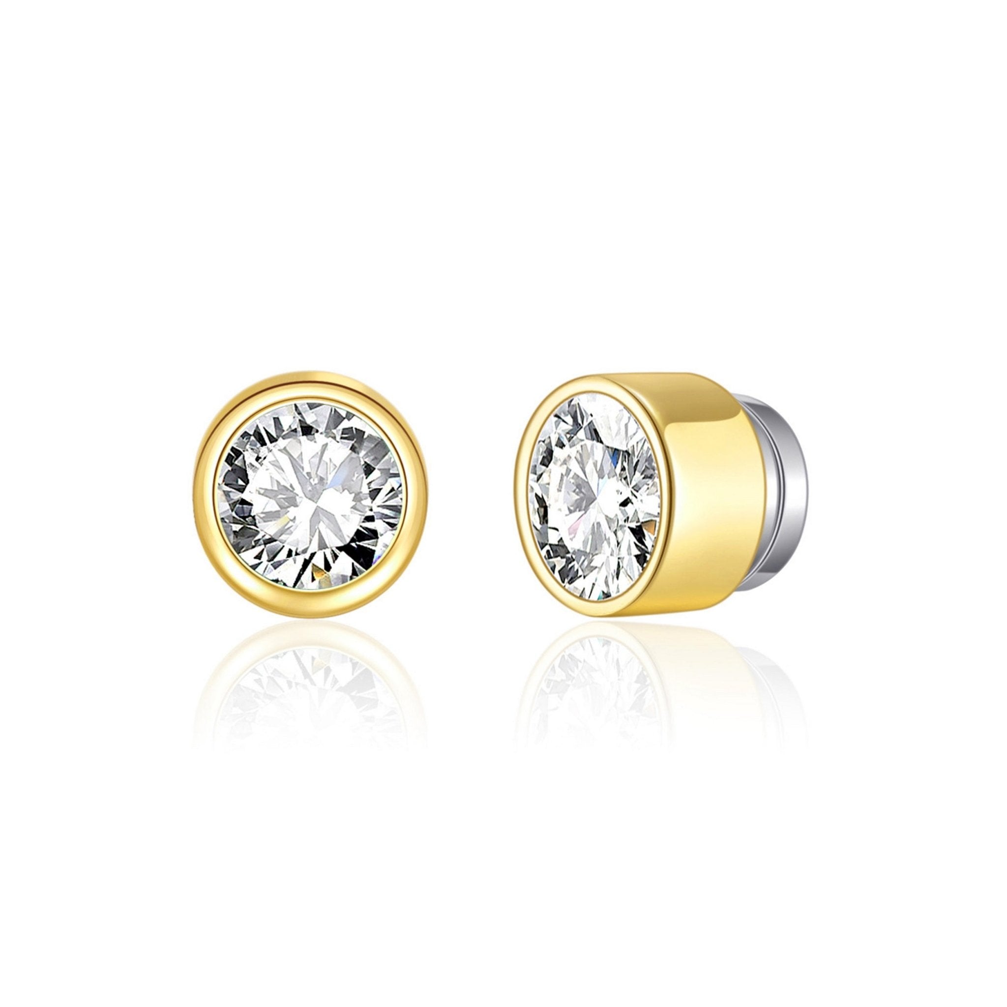 18k Gold Plated 6mm Magnetic Clip On Earrings Created with Zircondia® Crystals