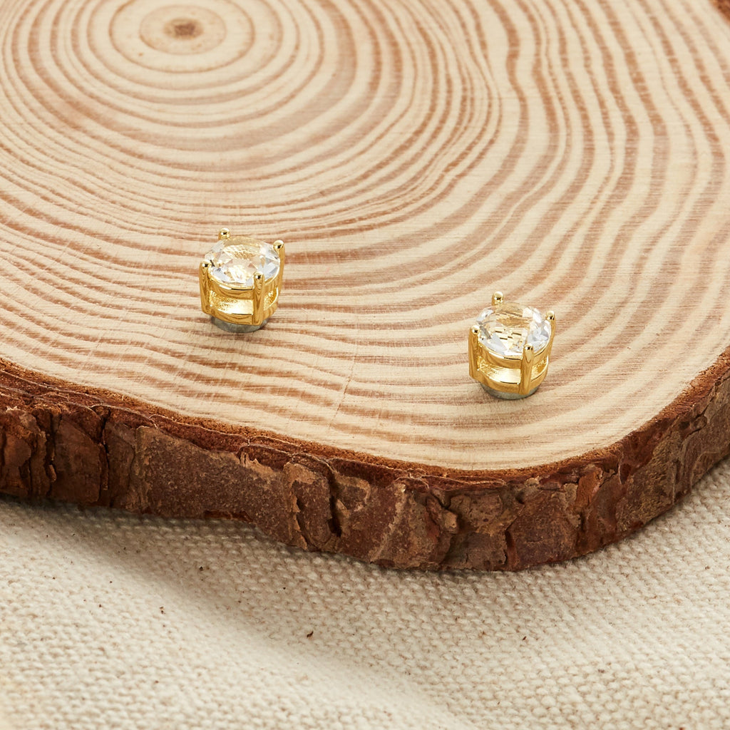 18k Gold Plated Round Magnetic Clip On Stud Earrings Created with Zircondia® Crystals