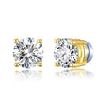 Men's 18k Gold Plated Round Magnetic Clip On Stud Earrings Created with Zircondia® Crystals