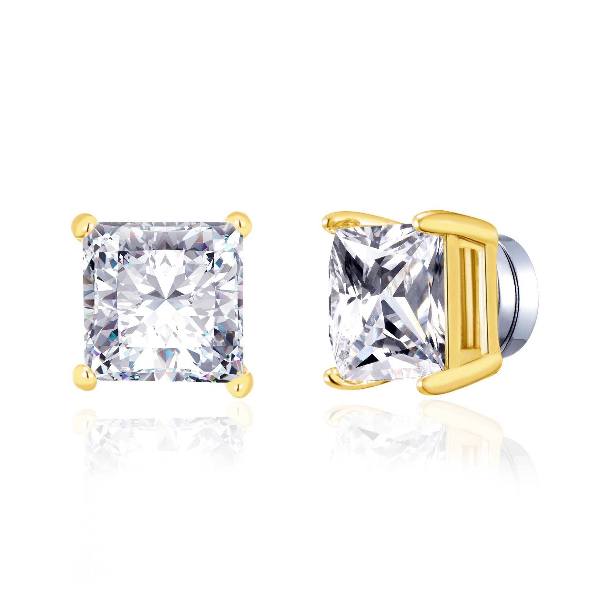 18k Gold Plated Square Magnetic Clip On Stud Earrings Created with Zircondia® Crystals