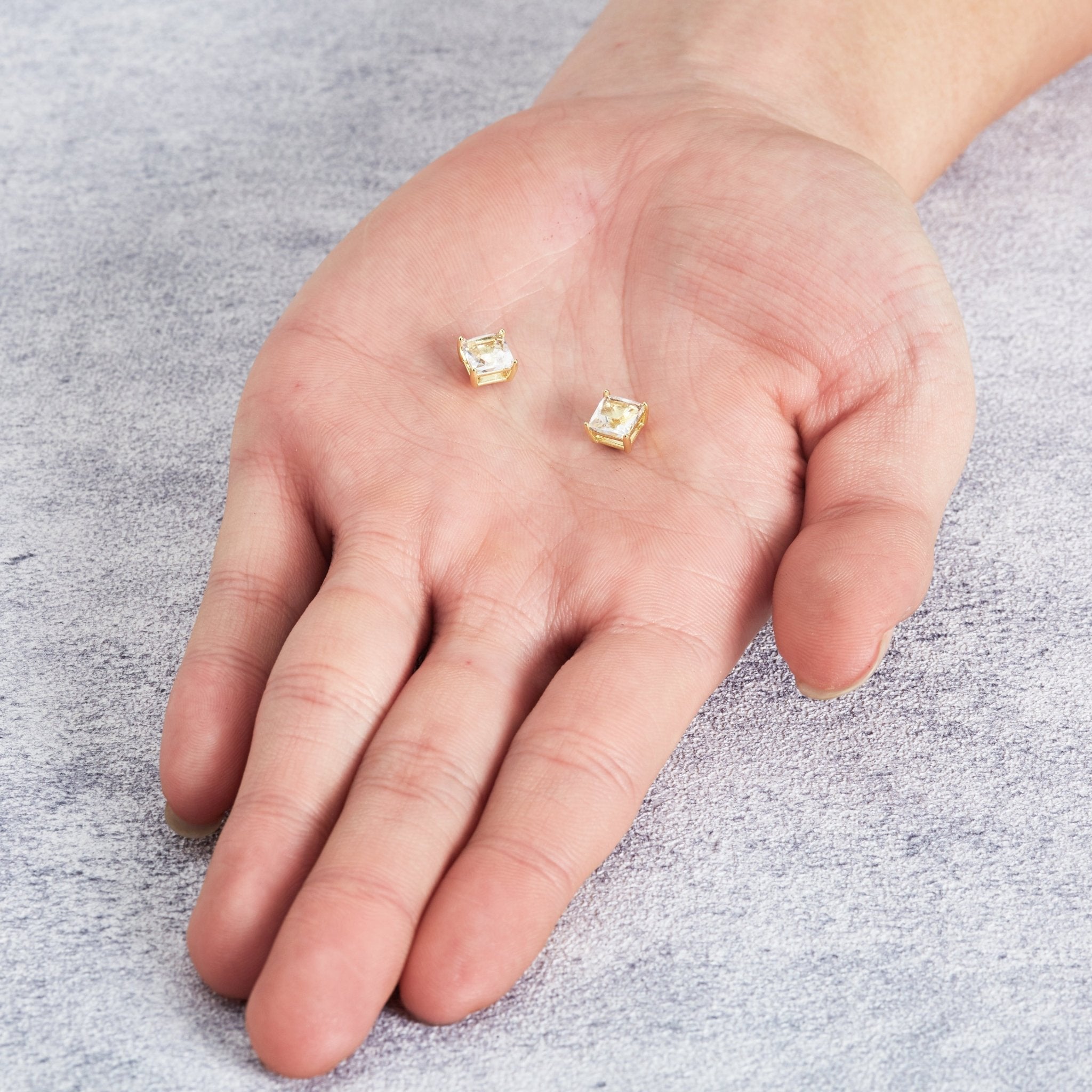 Men's 18k Gold Plated Square Magnetic Clip On Stud Earrings Created with Zircondia® Crystals