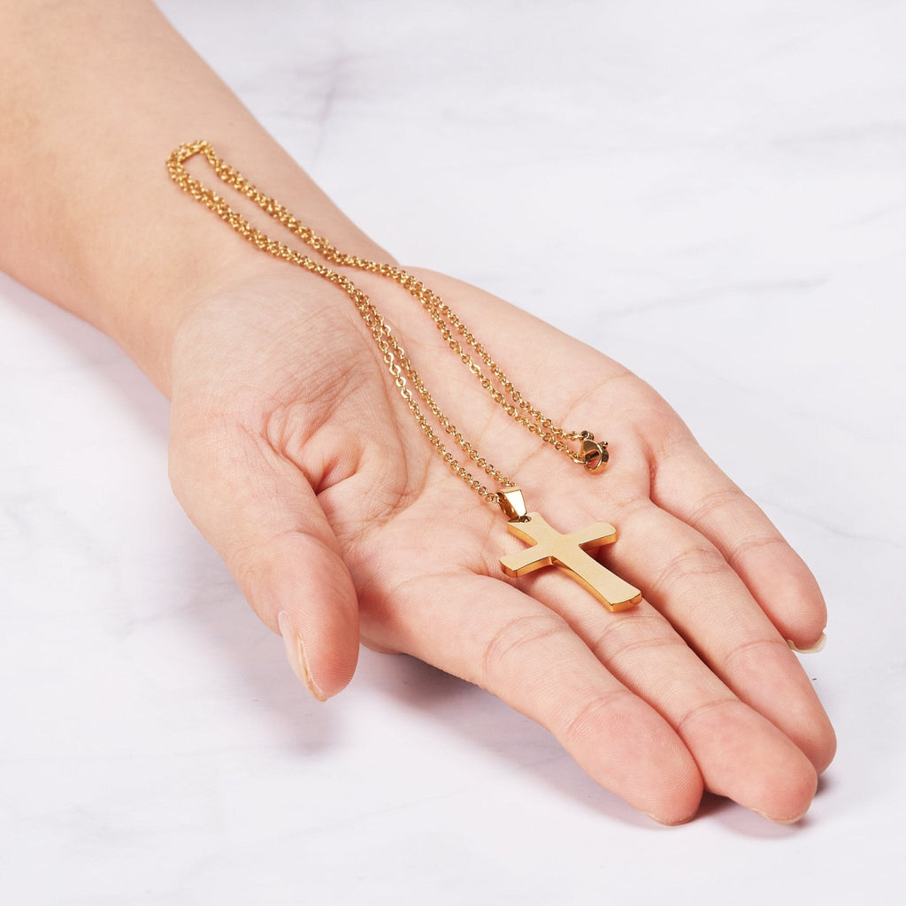 Men's 18k Gold Plated Stainless Steel Cross Necklace