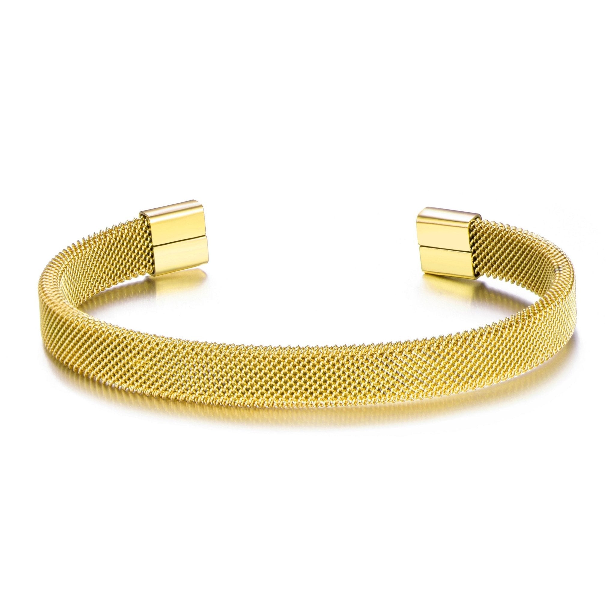Men's 18k Gold Plated Stainless Steel Mesh Cuff Bracelet