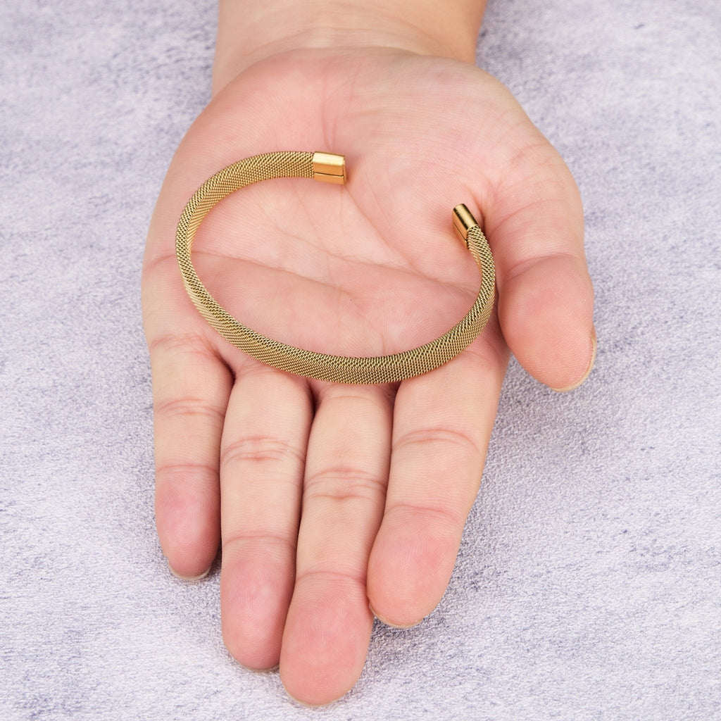 Men's 18k Gold Plated Stainless Steel Mesh Cuff Bracelet