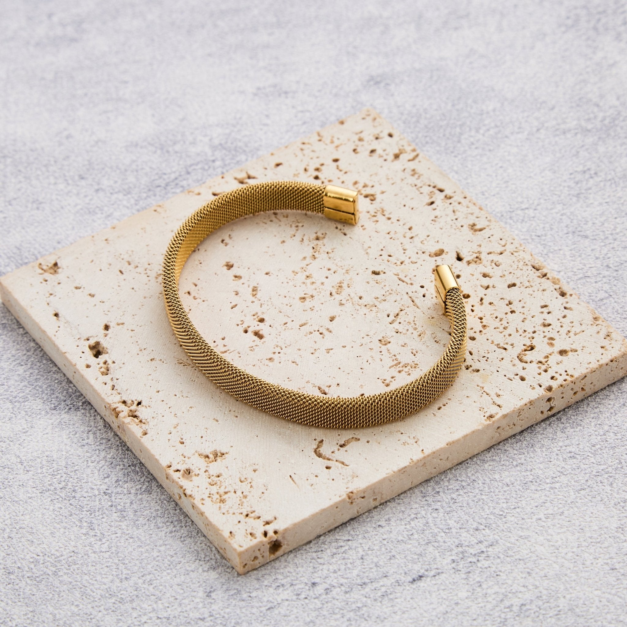 Men's 18k Gold Plated Stainless Steel Mesh Cuff Bracelet