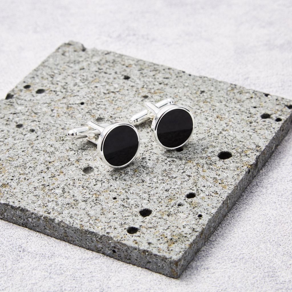 Men's I Couldn't Say I Do Without You Black Onyx Gemstone Wedding Cufflinks