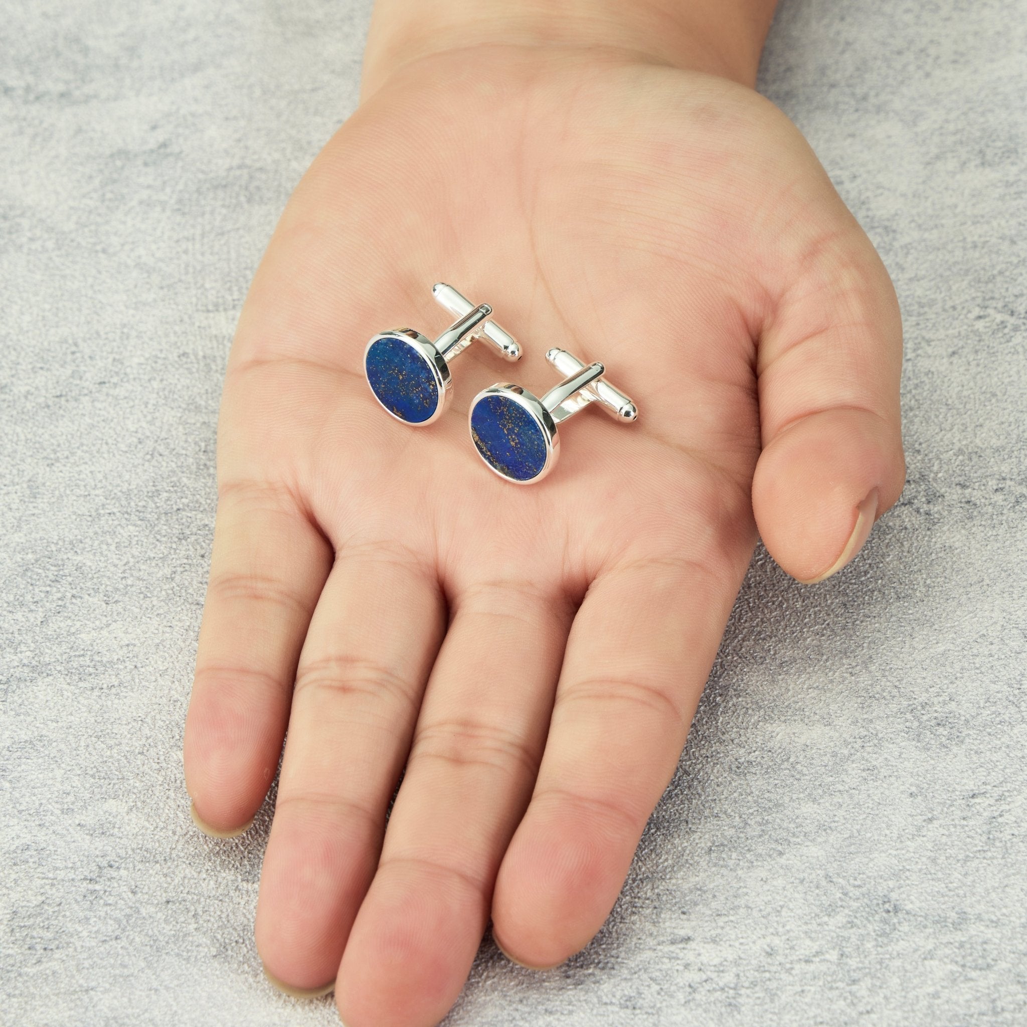 Men's I Couldn't Say I Do Without You Lapis Gemstone Wedding Cufflinks