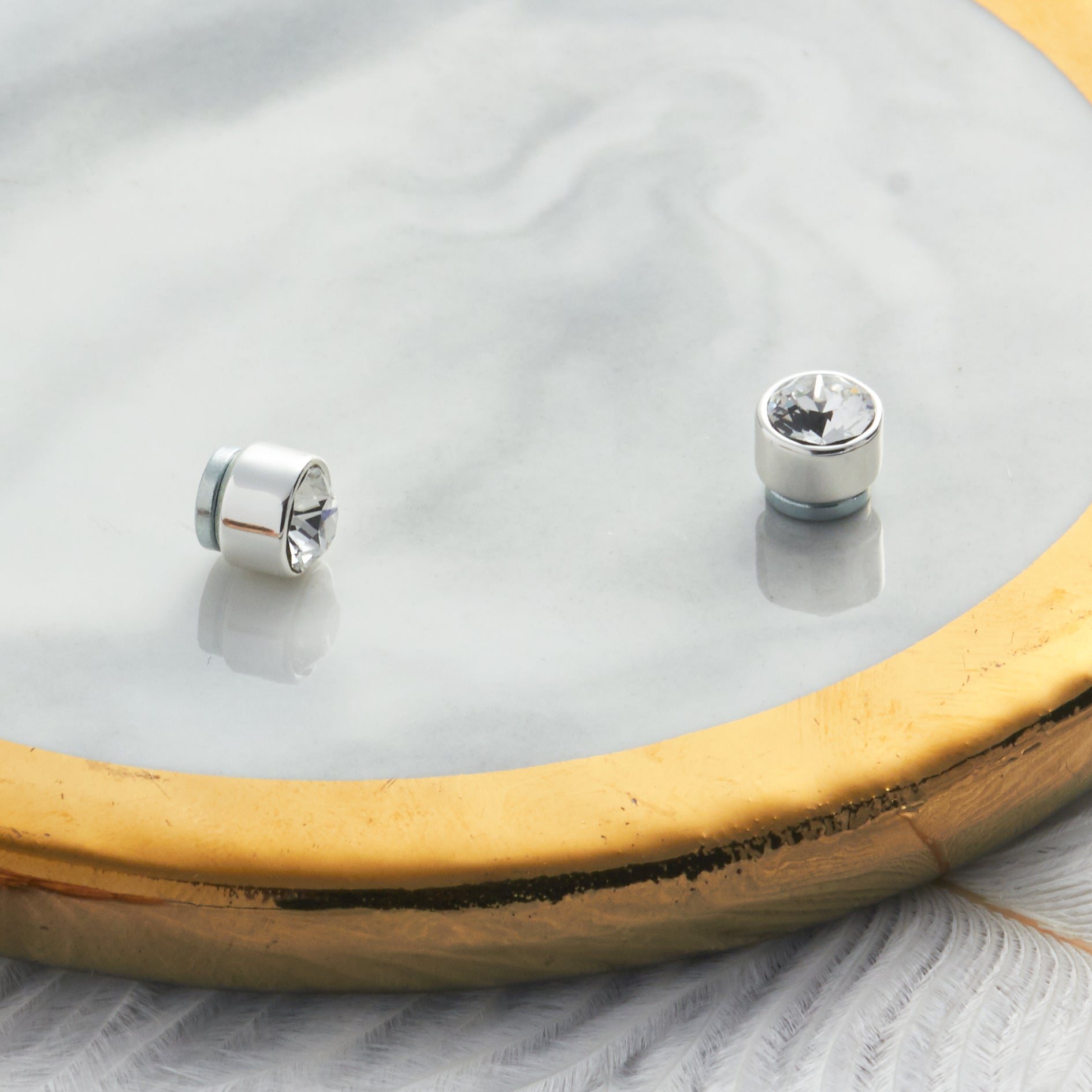 Men's Silver Plated 6mm Magnetic Clip On Earrings Created with Zircondia® Crystals
