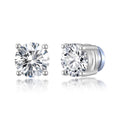Men's Silver Plated Round Magnetic Clip On Stud Earrings Created with Zircondia® Crystals
