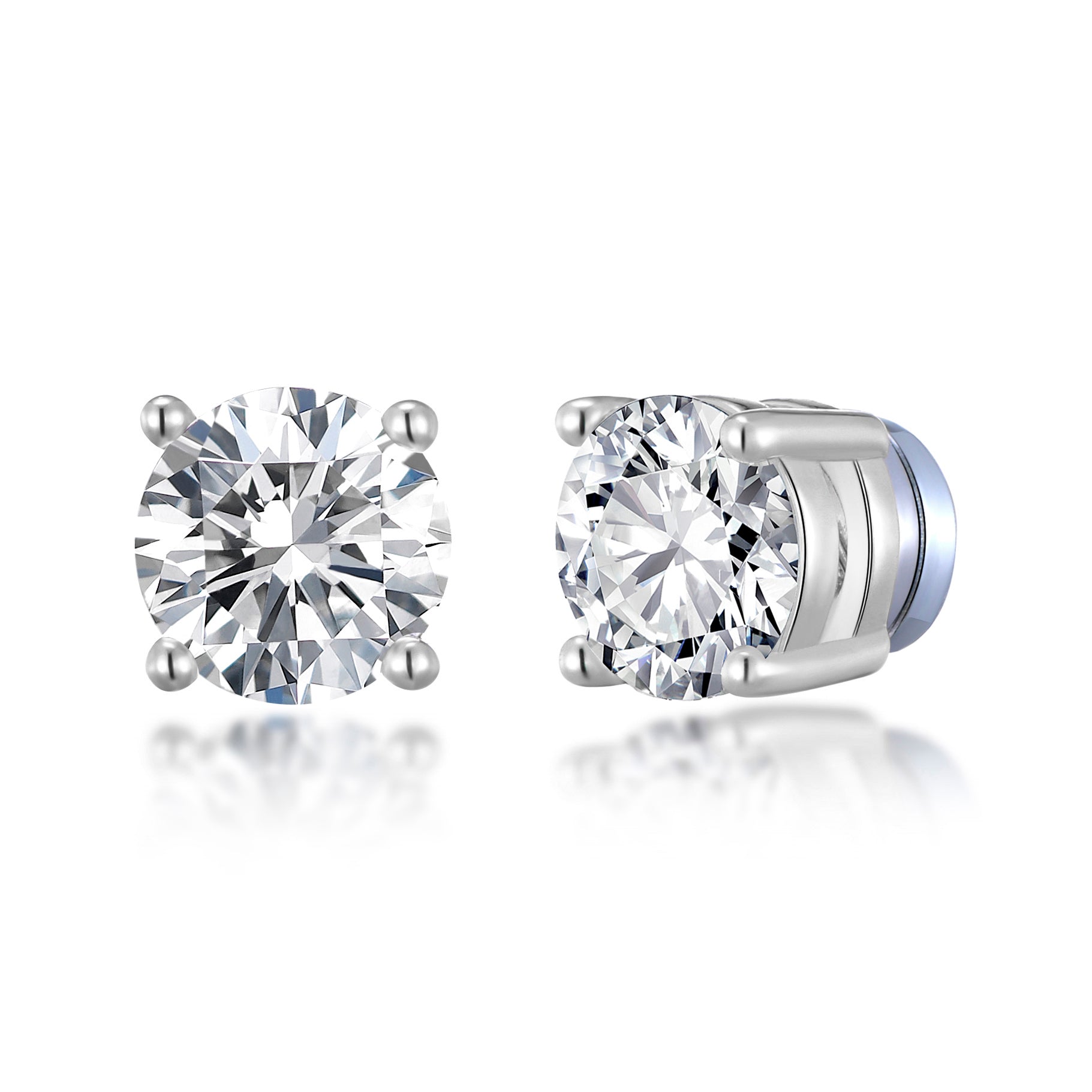 Men's Silver Plated Round Magnetic Clip On Stud Earrings Created with Zircondia® Crystals