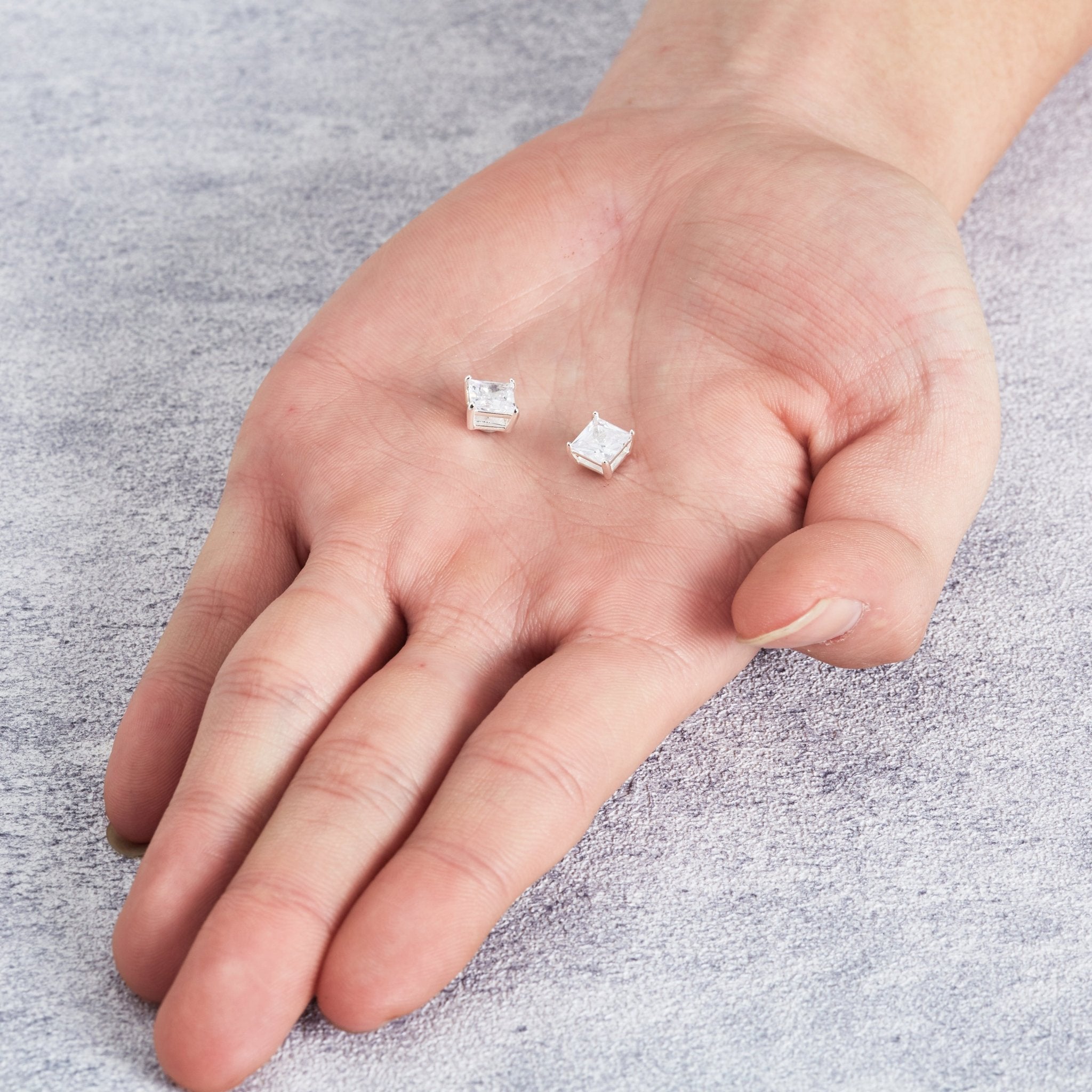 Men's Silver Plated Square Magnetic Clip On Stud Earrings Created with Zircondia® Crystals