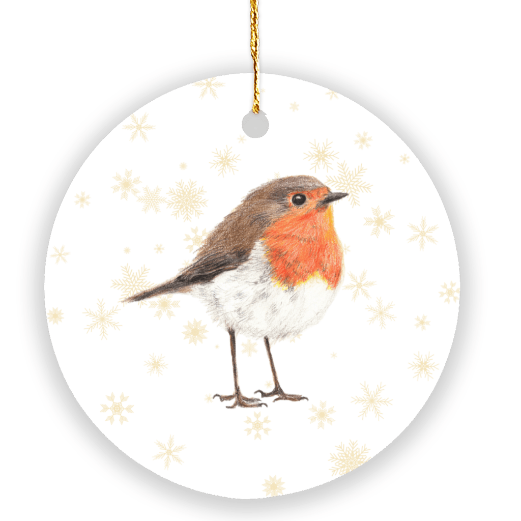 Robin Christmas Tree Ornament – Hand-Drawn Woodland Wildlife Decor Gift