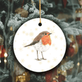 Robin Christmas Tree Ornament – Hand-Drawn Woodland Wildlife Decor Gift
