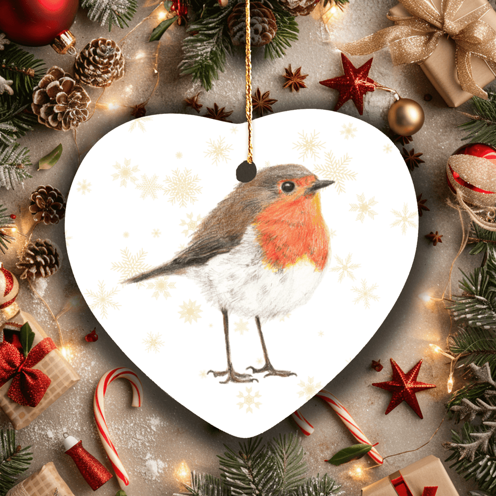 Robin Heart Shape Ornament