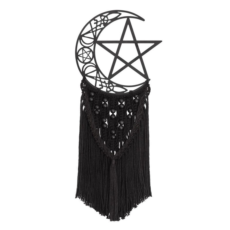 Crescent Moon Wall Hanging Gothic Macrame Decor