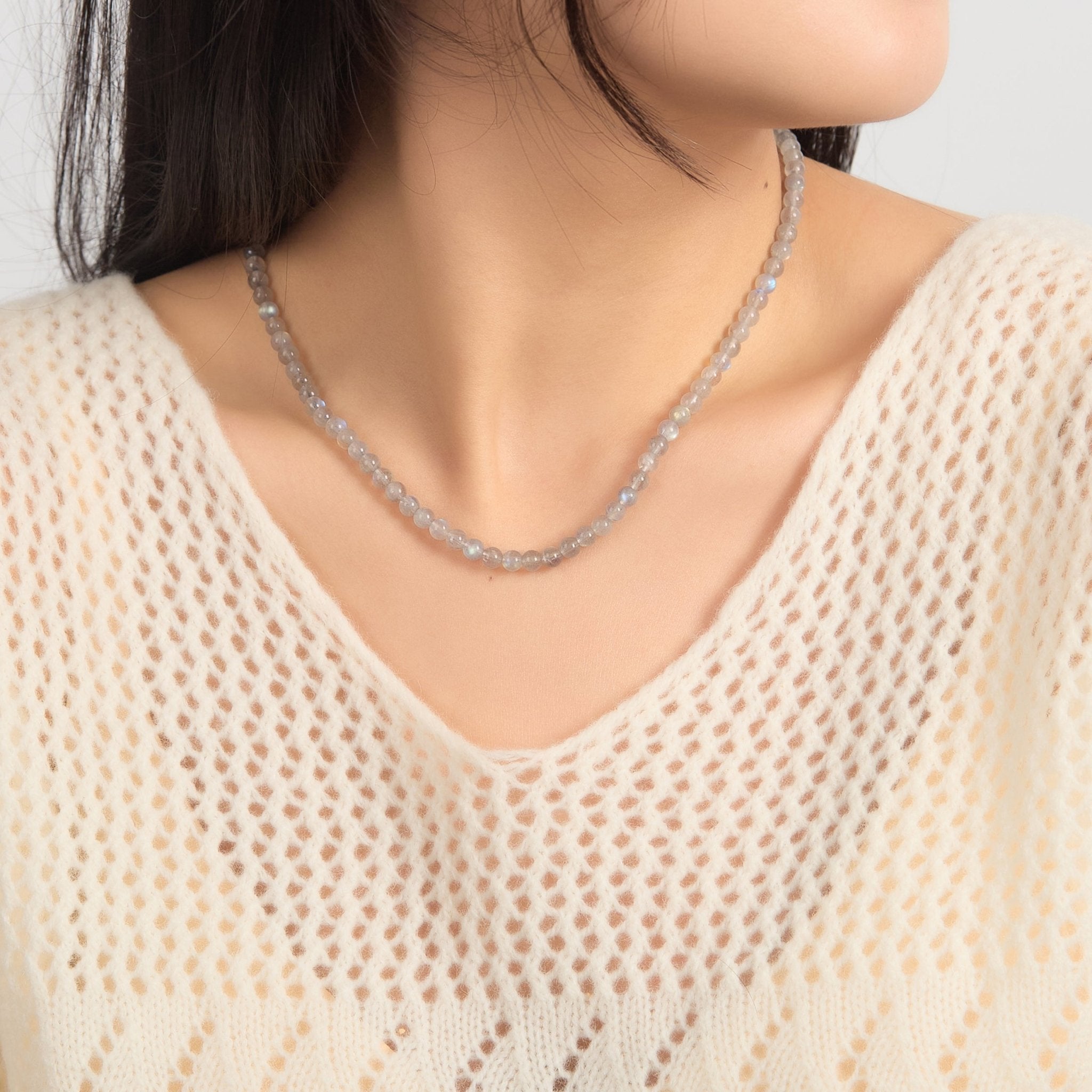 Moonstone Mini Beaded Gemstone Necklace