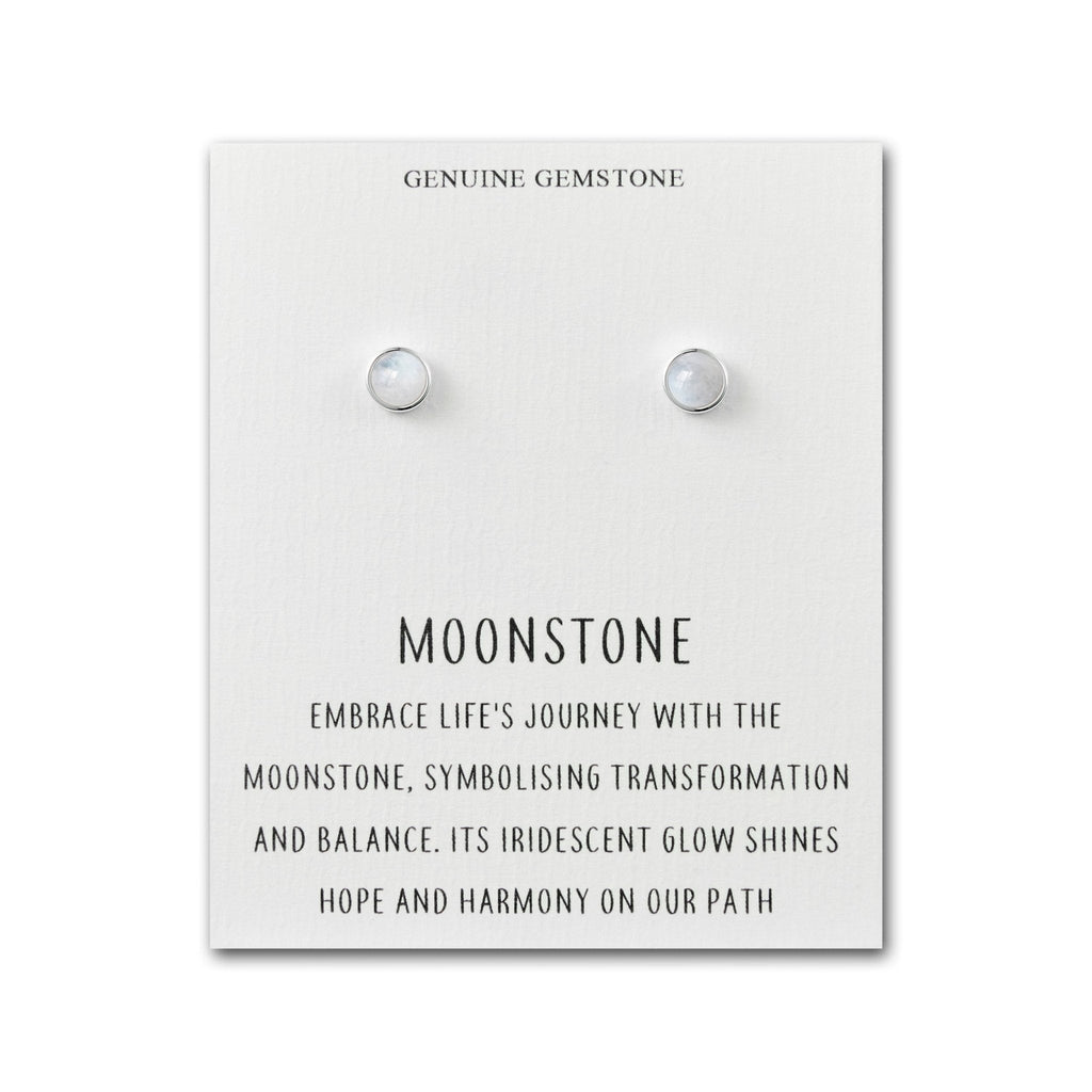 Moonstone Stud Earrings with Quote Card