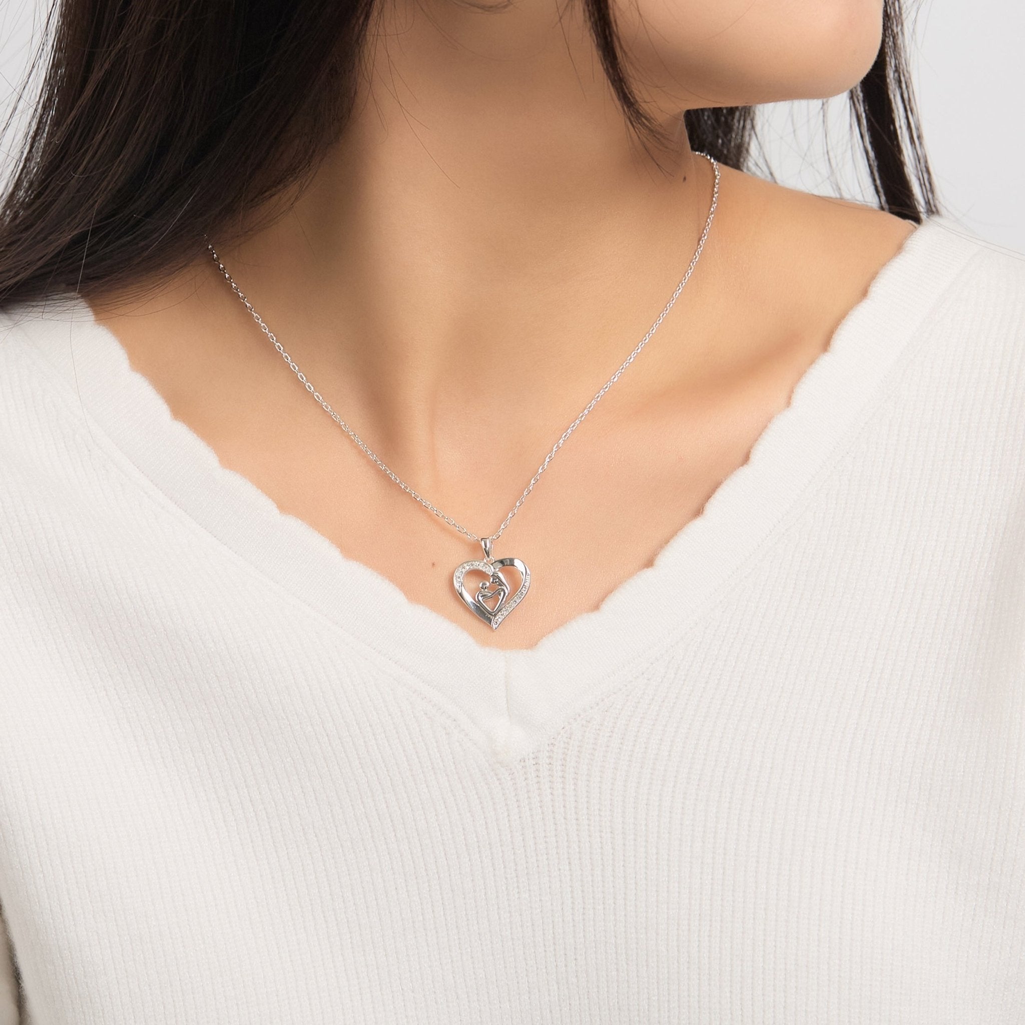 Mother And Child Necklace Created with Zircondia® Crystals