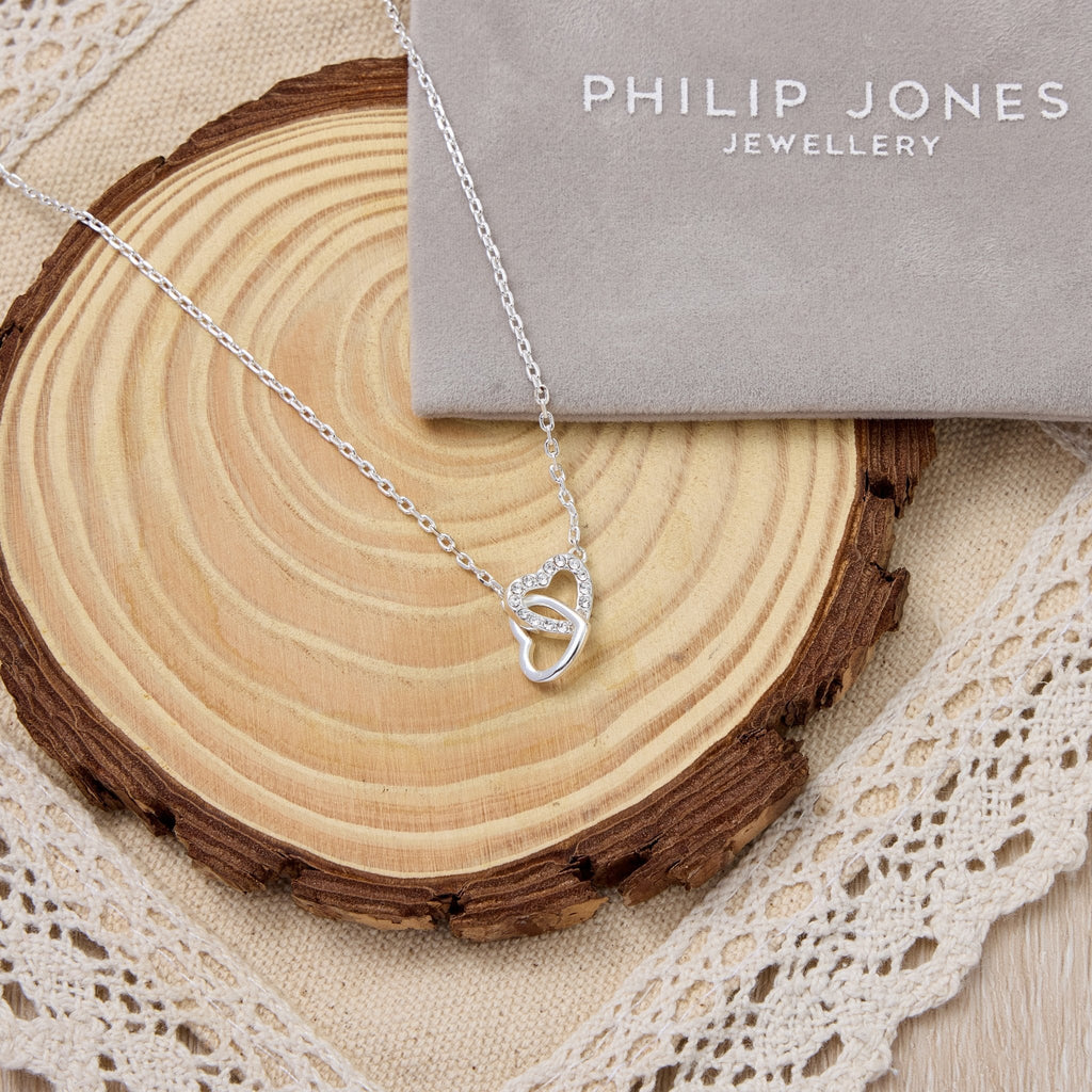 Heart Link Necklace Created with Zircondia® Crystals