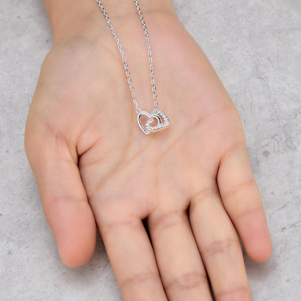 Sister Heart Link Necklace with Quote Card Created with Zircondia® Crystals