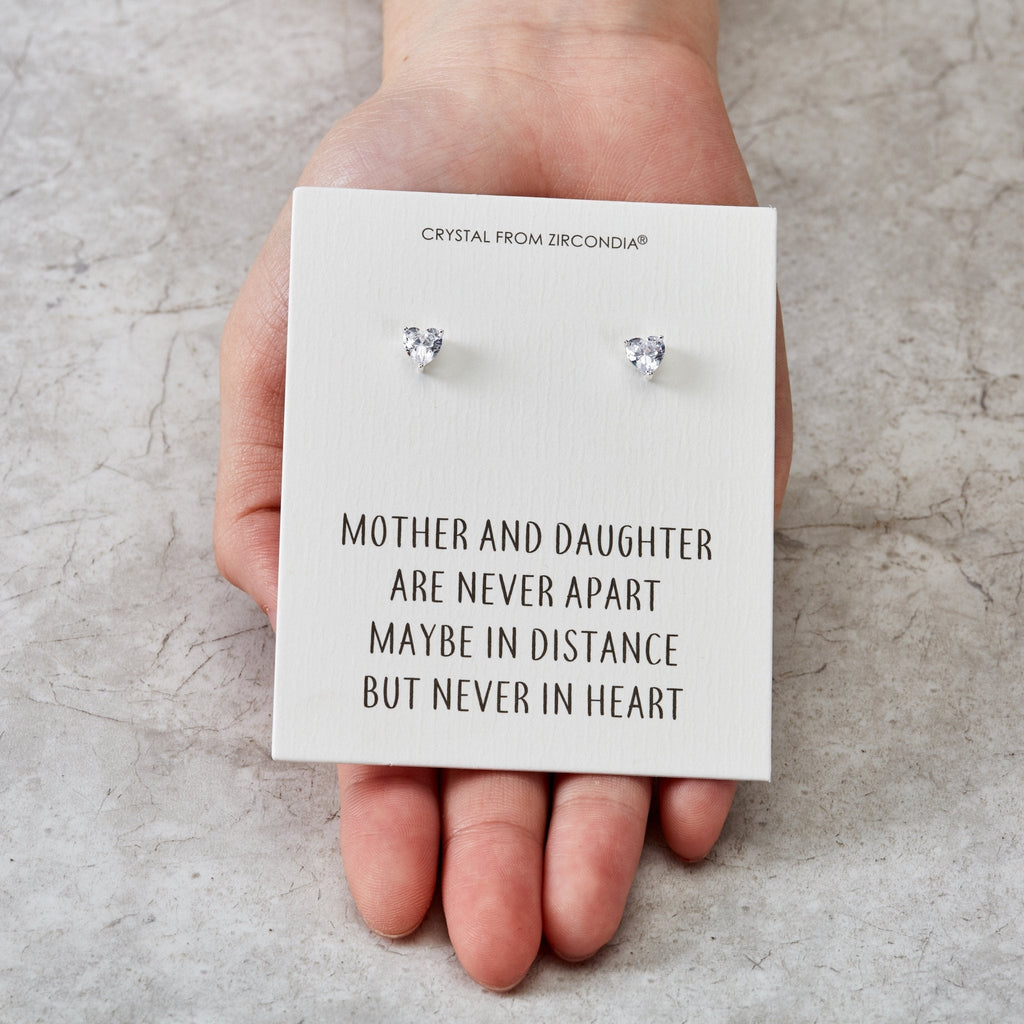 Mother and Daughter Quote Heart Earrings Created with Zircondia® Crystals