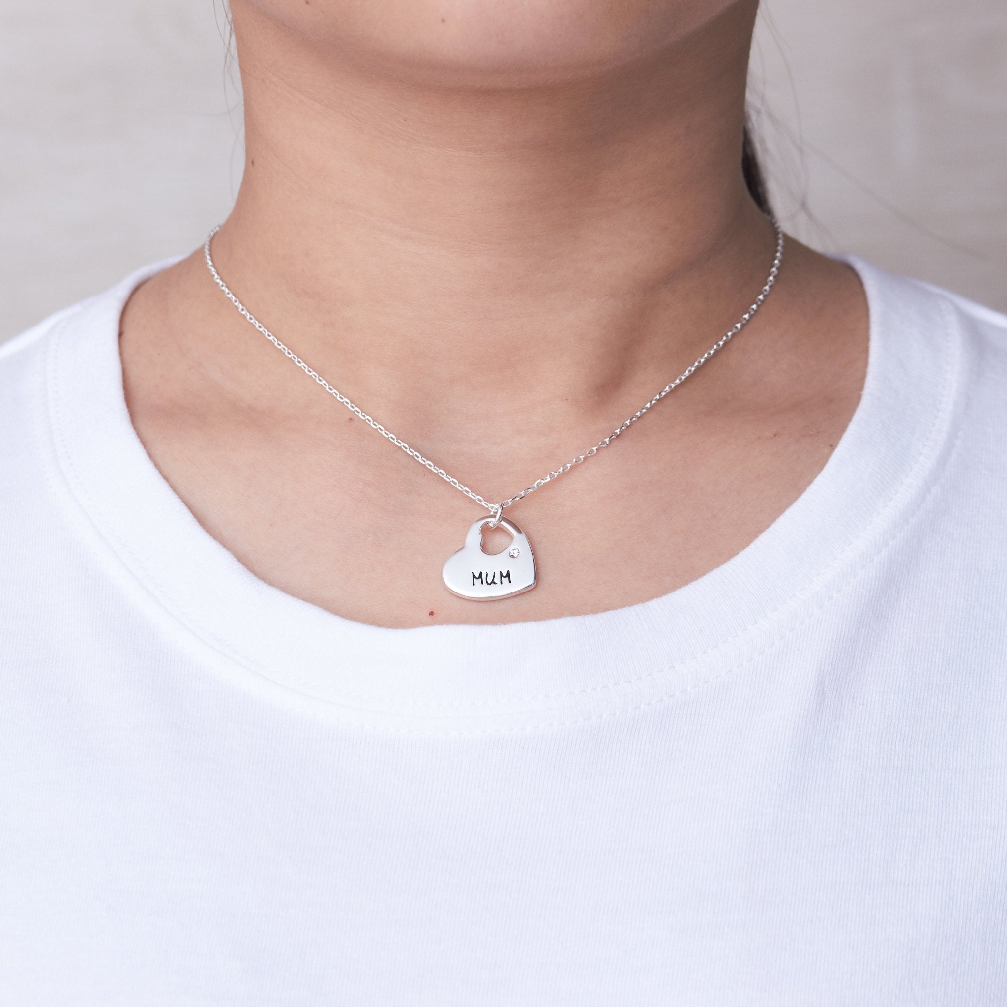 Mother and Daughter Quote Heart Necklace Created with Zircondia® Crystals
