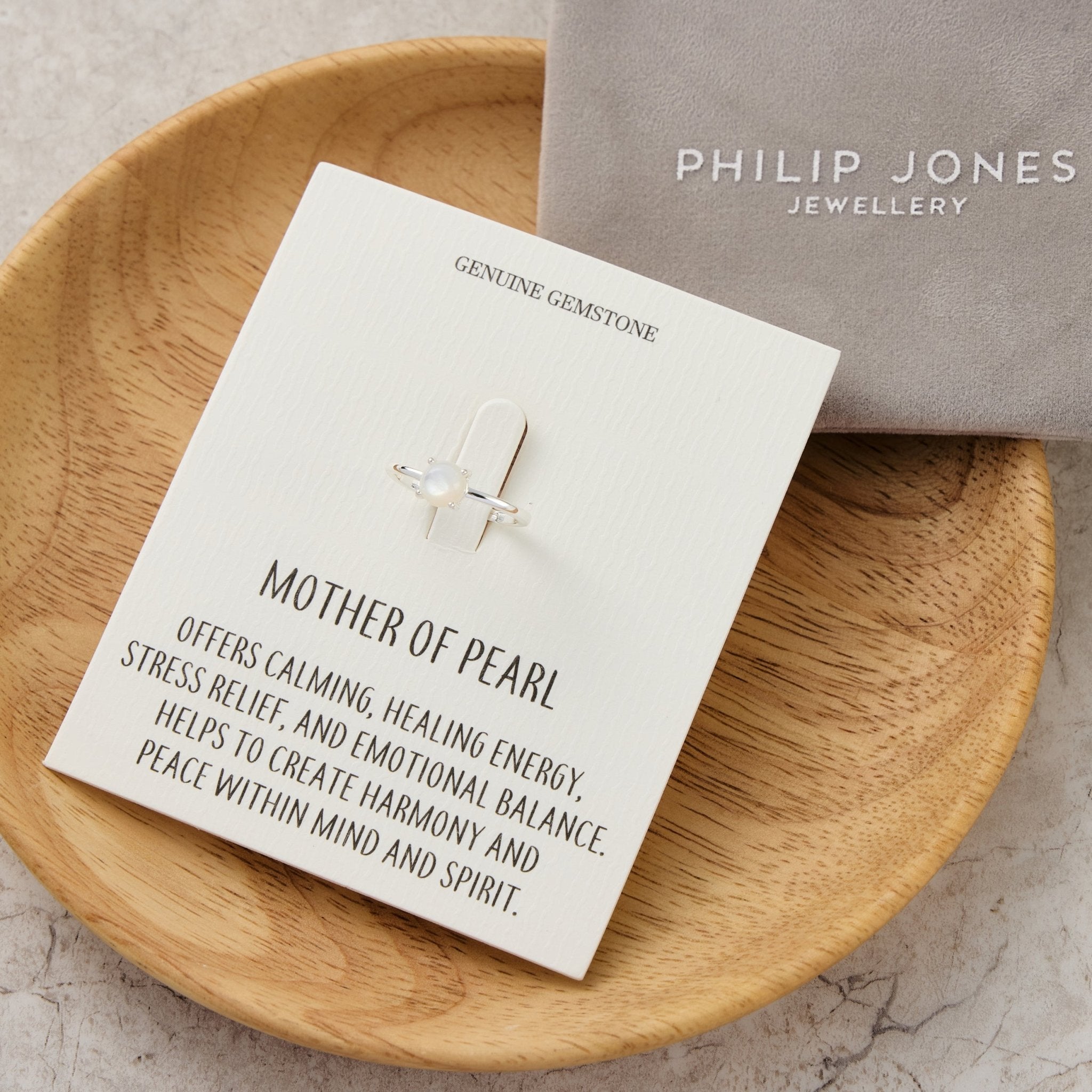 Mother of Pearl Adjustable Ring with Quote Card