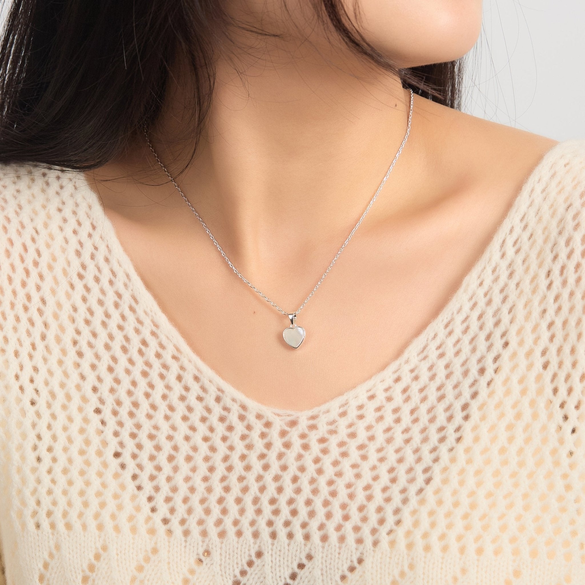 Mother of Pearl Gemstone Heart Necklace