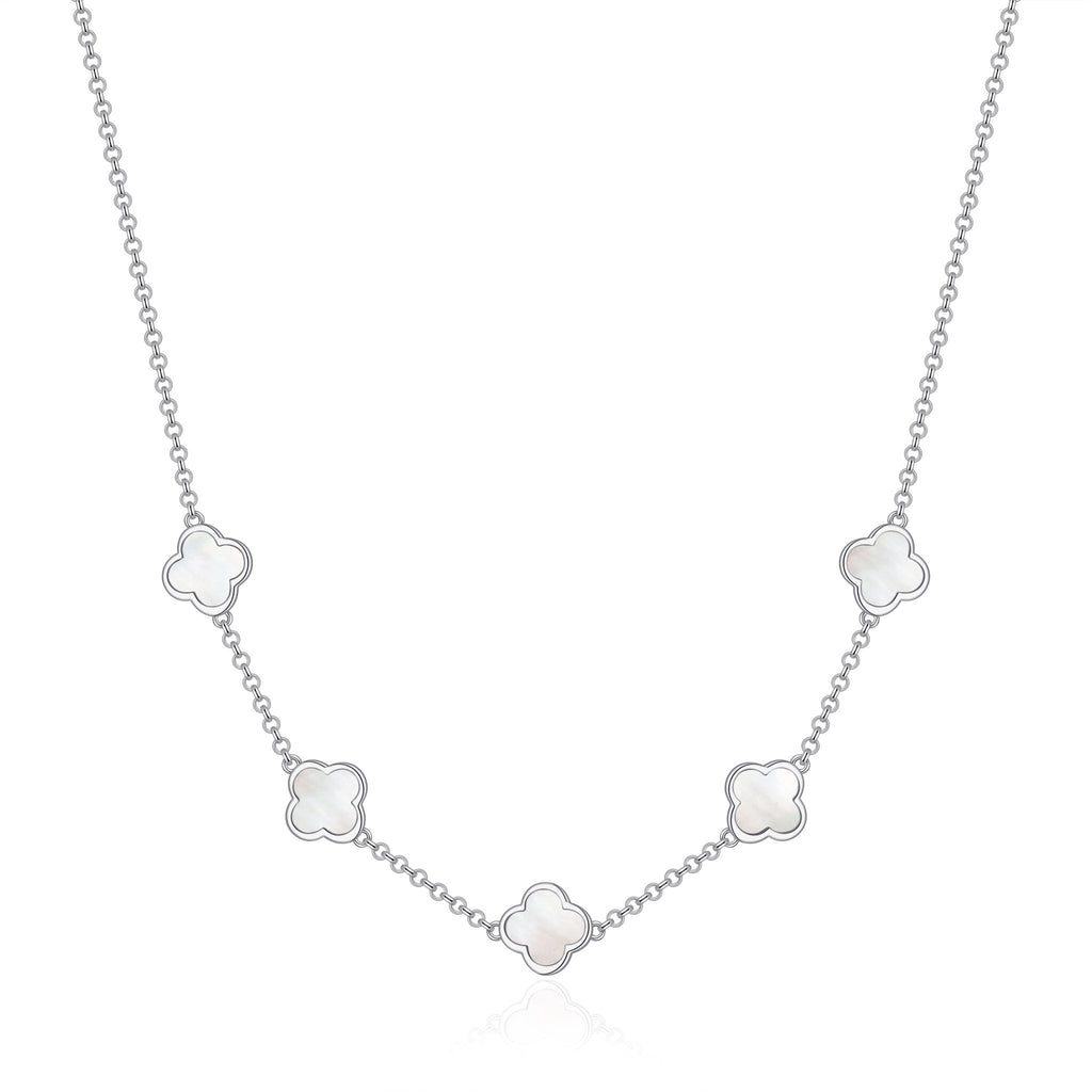 Mother of Pearl Gemstone Multi Clover Necklace