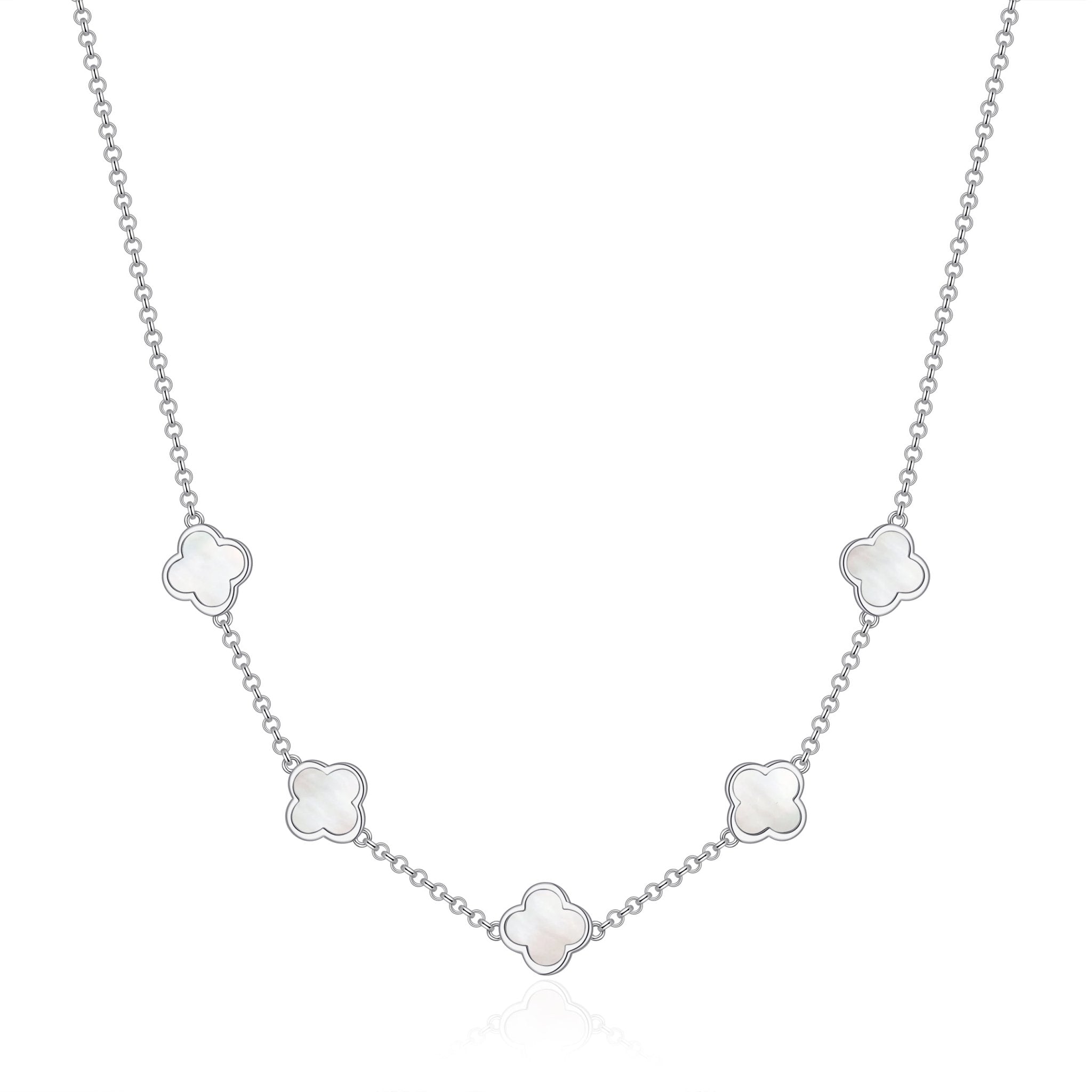 Mother of Pearl Gemstone Multi Clover Necklace