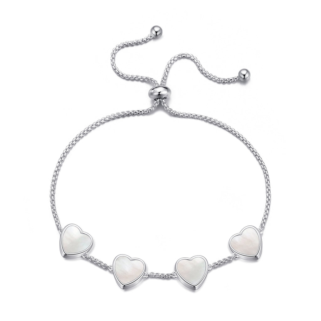 Mother of Pearl Gemstone Multi Heart Friendship Slider Bracelet